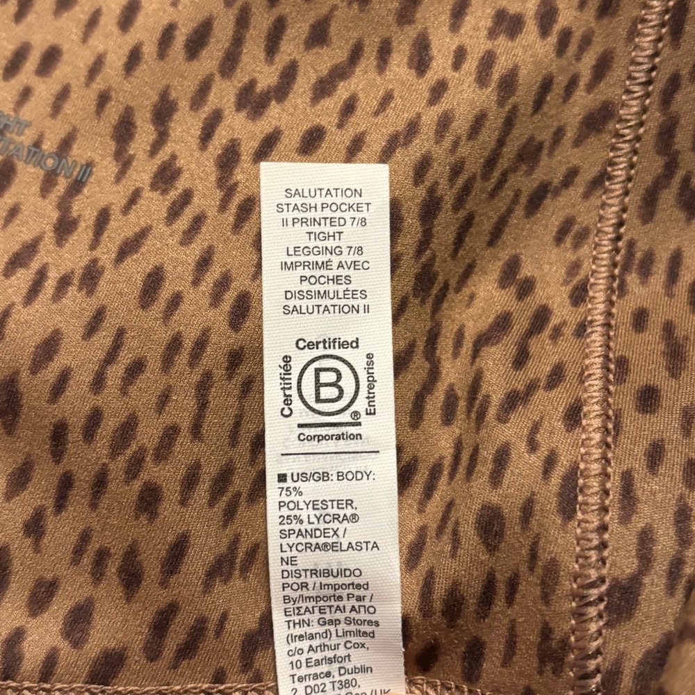 Athleta Salutation Stash Pocket 7/8 Tights Leggings Shanti Animal Beige Large - Picture 7 of 13